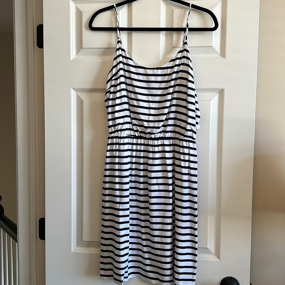 Old Navy Navy & White Striped Dress -Sz L